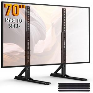 Support TV sur Pied Universel pour Téléviseurs 22-70 Pouces, Pied TV de Table avec 3 Options de Hauteur, Base de Remplacement, Supporte Jusqu'à 50kg, VESA Max 800x600mm - Neuf