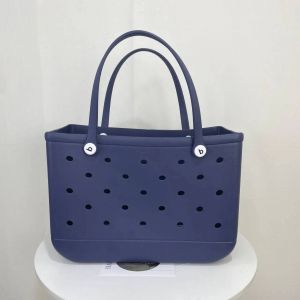Xl Plage Croc Sac Eva Caoutchouc Étanche Voyage Pique-Nique Panier De Rangement Extra Large Femmes Shopping Sac À Main Sac Gelée Plage Fourre-Tout Sac.Navy.L(35X23X10Cm) - Neuf