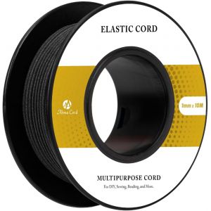 Mevronisshop-Fils Elastique 1mm X 10m Cordon Elastique Rond Corde Elastique Sandow Elastique Ficelle Pour Bracelet, Masques, Collier, Bijoux, Chapeau, Camping - Noir - Neuf