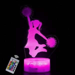Cheerleading Veilleuse Pour Enfants, Veilleuse Basket Ball 3d Lampe 16 Couleurs Changeantes &Agrave; Intensit&eacute; Variable, Cadeau D'anniversaire Et D&eacute;coration De F&ecirc;te Lampe 3d - Neuf