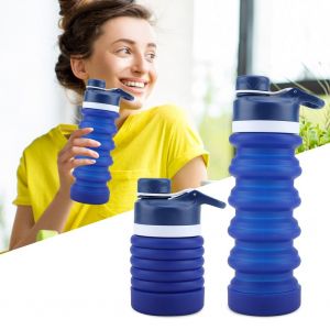 Hjlian Bouteille D'eau Pliable En Silicone, Gobelets Portables Pour Le Sport, Les Excursions, La Course A Pied Et Le Camping (Bleu Roi) - Neuf