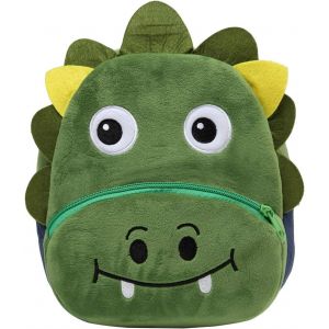 Sac à Dos Enfant pour Garçon, Petit Mignon Sac à Dos Maternelle Animal 3D Doux Peluche Cartable Bébé en Dinosaure Vert - Neuf