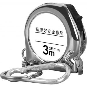 CHECARZHN--NO1-Porte-Clés À Ruban À Mesurer, Mini Petit Ruban À Mesurer En Acier De 3 Mètres, Outil De Mesure De Porte-Clés À Échelle Claire Rétro Avec Porte-Clés Fonctionnel, Mini Porte-Clés À - Neuf
