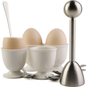 Chenquansarl-Lot De Coupe-?uf Pour Casse-?ufs, Séparateur D?ufs, Comprend 1 Ouvre-?uf, 4 Coquetiers En Céramique Et 4 Cuillères Pour Retirer Les Coquillages. Lot De Décorations Pour Casse-?ufs. - Neuf