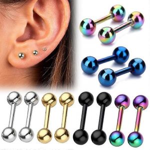5pcs Nez Anneau Mode Punk Barbell Hommes Stud Boucles D'oreilles Avec Boule Helix Piercing Cartilage Boucle D'oreille Femmes - Neuf