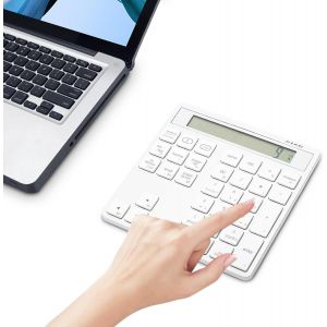 Bluetooth & 2.4G Pavé Numérique Dual Mode Avec Calculatrice D'Affichage Calcul ¿ 34 Touches Sans Fil Pour Ordinateur Portable, Bureau, Pc, Ordinateur Portable (Gris Foncé) - Neuf