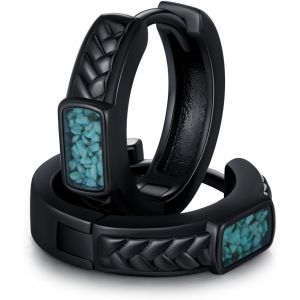 Senior-Boucles D'oreilles Noires En Argent Sterling 925 Hypoallergéniques - Bijoux Noirs - Cadeau Punk Gothique Pour Femmes Et Hommes[L2367] - Neuf