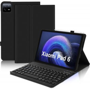 Clavier pour Xiaomi Pad 6/6 Pro 11"" 2023, Coque pour Xiaomi Pad 6 avec AZERTY Clavier R&eacute;tro-&eacute;clair&eacute; Bluetooth sans Fil Magn&eacute;tique pour Tablette Xiaomi Pad 6/6 Pro, Noir - Neuf