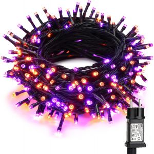 Kalanka-Halloween Decoration Guirlandes Lumineuses Orange + Pourpre, 20m 200 Led Ext&eacute;rieure No&euml;l Guirlandes &Eacute;lectrique &Eacute;tanche 8 Modes Int&eacute;rieur Lumi&egrave;re Pour Thanksgiving Chambre Arbre F&ecirc;te Jardin - Neuf