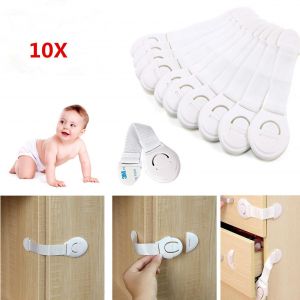 Lot De 10 Verrous De Sécurité Pour Portes De Placard, Tiroirs De Sécurité Canwn Soft Strip Avec Adhésif Résistant Pour Armoires, Réfrigérateurs Et Toilettes - Neuf