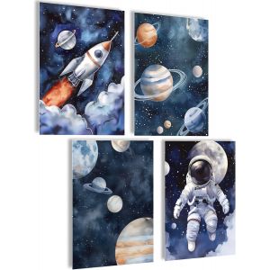 Eryi-Lot De Posters Pour Chambre D'enfant Garçon Et Bébé - Ensemble De Posters Muraux Pour Chambre D'enfant Fille - Images Décoratives Pour Chambre De Bébé (Astronaute) - Neuf