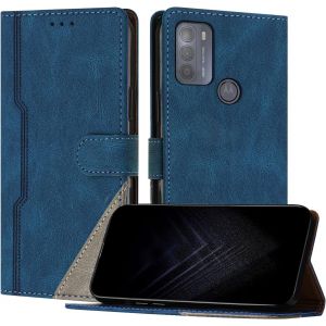 Kal-Étui Pour Motorola Moto G50 4g, Housse En Cuir Pu Avec [Protection Antichoc Tpu] [Fonction Support] [Porte-Cartes ] Antichoc Magnétique Coque Pour Moto G50 4g - Bleu - Neuf