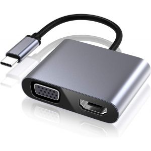 USB vers VGA, Adaptateur HDMI, Type C vers VGA HDMI 4K UHD Convertisseur Adaptateur Compatible avec les ordinateurs Portables MacBook Pro/Air, Nintendo Dell HP Samsung S8/S9 Huawei Mate 30 et Plus - Neuf