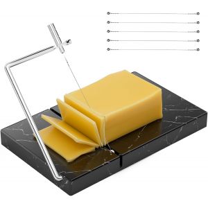 Jexnovashop-Trancheuse &Agrave; Fromage Avec 5 Fils De Coupe &Eacute;pais De Rechange, Robuste, 12,7 X 20,3 Cm, Planche En Marbre Pour Blocs De Fromages, Beurre, Etc. Outil De Cuisine Pour Fromage &iquest; Noir - Neuf