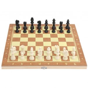 Jeu D'echecs Pliable En Bois Avec Boite De Rangement Et Accessoires De Jeu Portables - Neuf