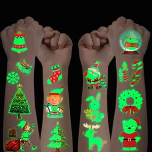 Lot de 20 feuilles de tatouages temporaires phosphorescents pour enfants, calendrier de l'Avent 2022, décoration de Noël, fête, anniversaire d'enfant - Neuf