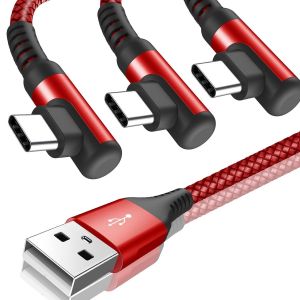 Kalanka-C&acirc;ble Usb C Coud&eacute; 90 Degr&eacute;s [3m+2m+1m/Lot De 3] 3.1a Charge Rapide C&acirc;ble Chargeur Usb C Pour iPhone 17 16 15 Pro Max, Samsung Galaxy S25 S24 S23 S22 S21 S20, Note 20 10, Sony, Xiaomi, Huawei - Neuf
