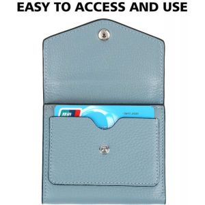Femme Portefeuille Petit Mini Porte Monnaie Rfid Blocage Cuir De Vachette Lac Bleu - Neuf