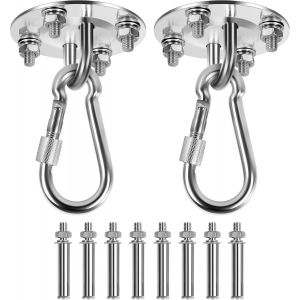 Ulteronixshop-Crochet Plafond Charge Lourde 2 Pi&egrave;ces, Crochet de Plafond Lourds Suspension Acier Inoxydable 400 kg Capacit&eacute; avec Vis Fixation pour Chaise Suspendue, Balan&ccedil;oire, Serviette Yoga, Sac de - Neuf