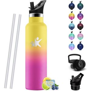 Gourde Isotherme 1l, &Eacute;tanche Sans Bpa, Gourde Isotherme, Double Paroi, Bouteille Isotherme, 18/8 Acier Inoxydable, Gourde Inox, Bouteille D'eau Pour Sport, Randonn&eacute;e, &Eacute;cole, Bureau - Neuf