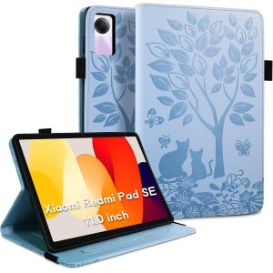 Housse Protection pour Xiaomi Redmi Pad SE 11.0 Pouces Fonction du Support Redmi Pad SE Coque avec Fente pour Carte Coque Redmi Pad SE Motif Chat Papillon ?tui Bleu - Neuf
