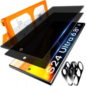 Pour Samsung Galaxy S24 Ultra Pour Protection Visuelle En Verre Blindé,2 Pièces De Film De Protection Anti-Repoussement + 2 Pièces Caméra Protecteur,Installation Automatique 0 Poussière & Bulles - Neuf