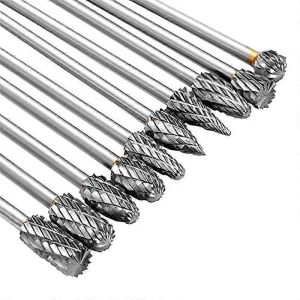 6 Pouces 10pcs Ensemble De Fraises En Carbure,Double Coupe En Tungstène 3 Mm (1/8 Pouce) Tige En Carbure De Bois Rotary F - Neuf