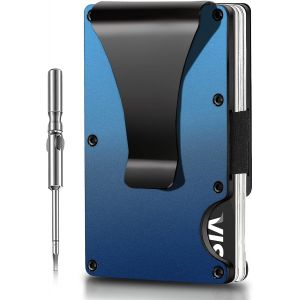 Porte-Carte De Cr&eacute;dit,Aluminuim - Bleu - Neuf