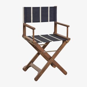 Pack de 2 chaises de r&eacute;alisateur pliantes en bois d'acacia Ridley Bleu marine - Beige tapioca - Neuf