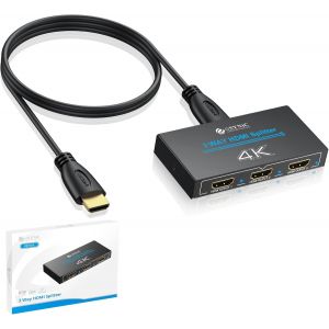 MEVRONISSHOP-Splitter HDMI 1 Entr&eacute;e 3 Sorties R&eacute;partiteur HDMI 4K@30HZ 15.5mm Coque en M&eacute;tal Plug and Play Distributeur HDCP 1.4 Hdcp Bypass Support Dolby/DTS pour HDTV PC Blu-Ray PS3 PS4 PS5 Xbox DV - Neuf