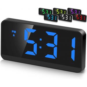 Eryi-Réveil Numérique De Chevet, Petite Horloge De Bureau Électrique Led Pour Chambre À Coucher, Joli Réveil De Voyage, Chambre À Coucher, Fonctionne Avec Usb, Piles Avec Température, 3 Alarmes - Neuf