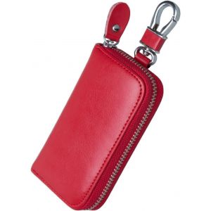 Etuis Porte-Clé Cuir,Pochette Porte Cles Cuir avec 6 crochet Clip,Pochette Porte Clef Cuir Porte-Clé Voiture Porte-monnaie Sac à poche Multifonctionnel.[D10] - Neuf