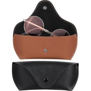 Fdjhy-Étui Lunettes Cuir 2 Pièces, Pu Cuir Poche Sac Souple De Lunettes De Soleil, Stockage Étui Avec Clip Pour Femme Homme Enfant - Neuf