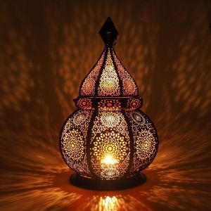 Lanterne Marocaine | Porte Bougie Decorative | Decoration Orientale | Photophore Pour Bougie Et Lumières Électriques | Objet Africain |Résistant Au Vent | Lampe Orientale 36 X 20,5 Cm - Neuf