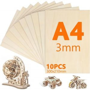 Tianyi-10 Pièces Contreplaqué A4, 300mm×210mm Contreplaqué 3mm, Planche En Bois Bricolage, Bois Pour Pyrogravure, Gravure, Modélisme, Découpe Laser, Décoration, Peintures - Neuf