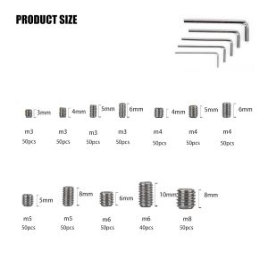 Ensemble de vis &agrave; t&ecirc;te hexagonale de 595 pi&egrave;ces, vis de r&eacute;glage m&eacute;triques, kits de fixation, adapt&eacute;s aux poign&eacute;es de portes avec 5 cl&eacute;s Allen, M3 M4 M5 M6 M8 (595) - Neuf