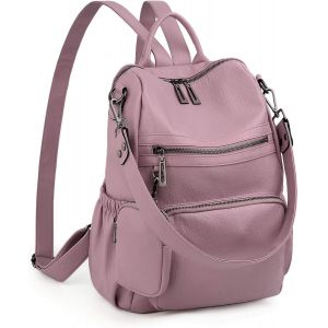 KALANKA-Femme Sac port&eacute; Dos Anti-Vol Sac &agrave; Main port&eacute; &eacute;paule Glands Multi Compartiment PU Cuir lav&eacute; - Neuf