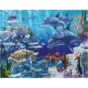 Oayew-Canevas Diamant Carres Bleu Marine 50x40cm Square Diamant Painting Fond Marin Diamond Painting Paysage Marin Diamond Painting Dauphin Diamond Painting Tortue De Mer Paysage Mer Mosaique - Neuf