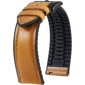 Eryi-Bracelet Montre En Cuir 22mm 21mm 20mm 19mm 18mm 16mm 14mm Cuir Ciré À L'huile Et Silicone Hybrid Bracelets De Montre À Dégagement Rapide Pour Homme Femme 6 Couleurs - Neuf