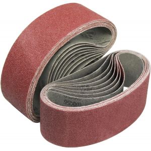 Bande abrasive 75x 457 mm.5 sortes de gravier mixte (3X40 /80/120/180/320).Ensemble de Bandes Abrasives,pour ponceuses à bande, métal,bois,polissage (15 pièces) - Neuf