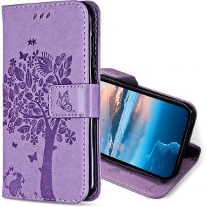 Maa-Coque Pour Samsung Galaxy J6 2018, Etui Protection Housse Premium En Cuir Pu, Antichoc Étui À Rabat Portefeuille Flip Case Pour Samsung J6 2018 (Lavande) - Neuf