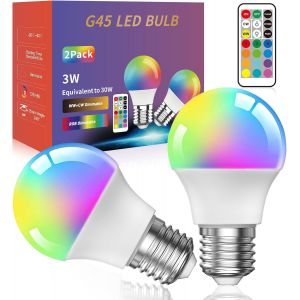 Kalanka-3w Ampoule Couleur Led,G45 E27 Ampoules Led Edison Multicolores &iquest;&iquest; Intensit&iquest;&iquest; Variable Avec T&iquest;&iquest;L&iquest;&iquest;Commande, Rgb+Blanc Chaud, Id&iquest;&iquest;Ales Pour L'&iquest;&iquest;Clairage Quotidien Et D'ambiance(Lot De 2) - Neuf