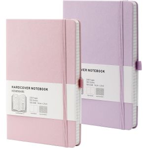 Cahier A5, Carnet De Notes Din A5,Cahier Ligné, 200 Pages, 100 G/M², Rose Violet, 2 Pièce,Bloc Note,Carnet De Voyage, Carnet De Notes, Avec Porte-Stylo, Marque-Pages.[G556] - Neuf