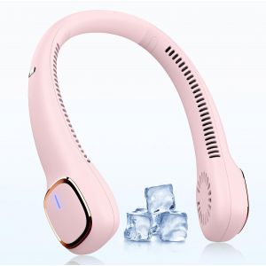 KALANKA-Ventilateur de Cou, Ventilateur Portable, Mini Ventilateur USB Silencieux Sans Pale, Petit Ventilateur Cou Batterie 4000mAh, 3 Vitesses, Ventilateur Personnel pour Bureau Domicile Voyage (Ros - Neuf