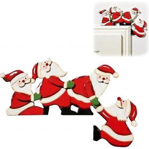 Décorations de cadre de porte de Noël,Père Noël en bois Elk Noël Noël Décor de vacances pour fenêtre de porte,Fête de Noël (Père Noël) - Neuf