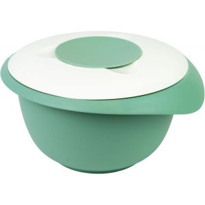 Bol De M&eacute;lange Avec Couvercle Deux Parties,3,5 L,Avec Verseur,Plastique,Blanc/Vert Menthe,3155227m - Neuf
