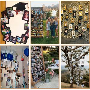 40 Pièces Accroche Photo 10x15 cm Guirlande Photo Noir Cadre Photo Carton 6 Pouces Livré Avec 40pcs Mini Epingle en Bois 4pcs Corde en Jute pour DIY Décoration Murale Fête Anniversaire - Neuf