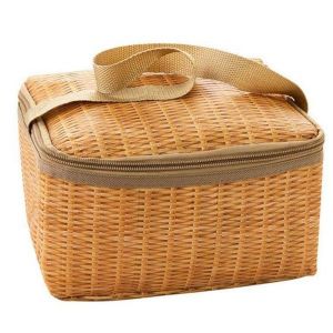 Sac &Agrave; Lunch Grande Capacit&eacute; En Imitation Rotin, Imperm&eacute;able, R&eacute;sistant Aux Chocs Et Pr&eacute;servant La Chaleur - Neuf