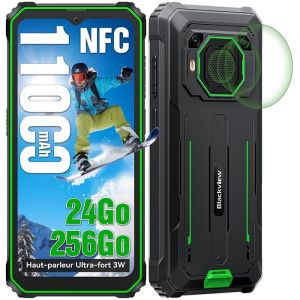 Blackview BV6200 Plus T&eacute;l&eacute;phone portable Incassable 6.56" 24Go+256Go Smartphone Android 14 11000mAh(18W) NFC - Vert - Neuf