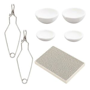 Kit De Creuset De Fusion 7pcs Pour Bijoux En M&eacute;tal Argent&eacute;, Avec 4pc En C&eacute;ramique Quartz Creuset Bol Plat Tasse Pot Fouet Pince Poign&eacute;e - Neuf